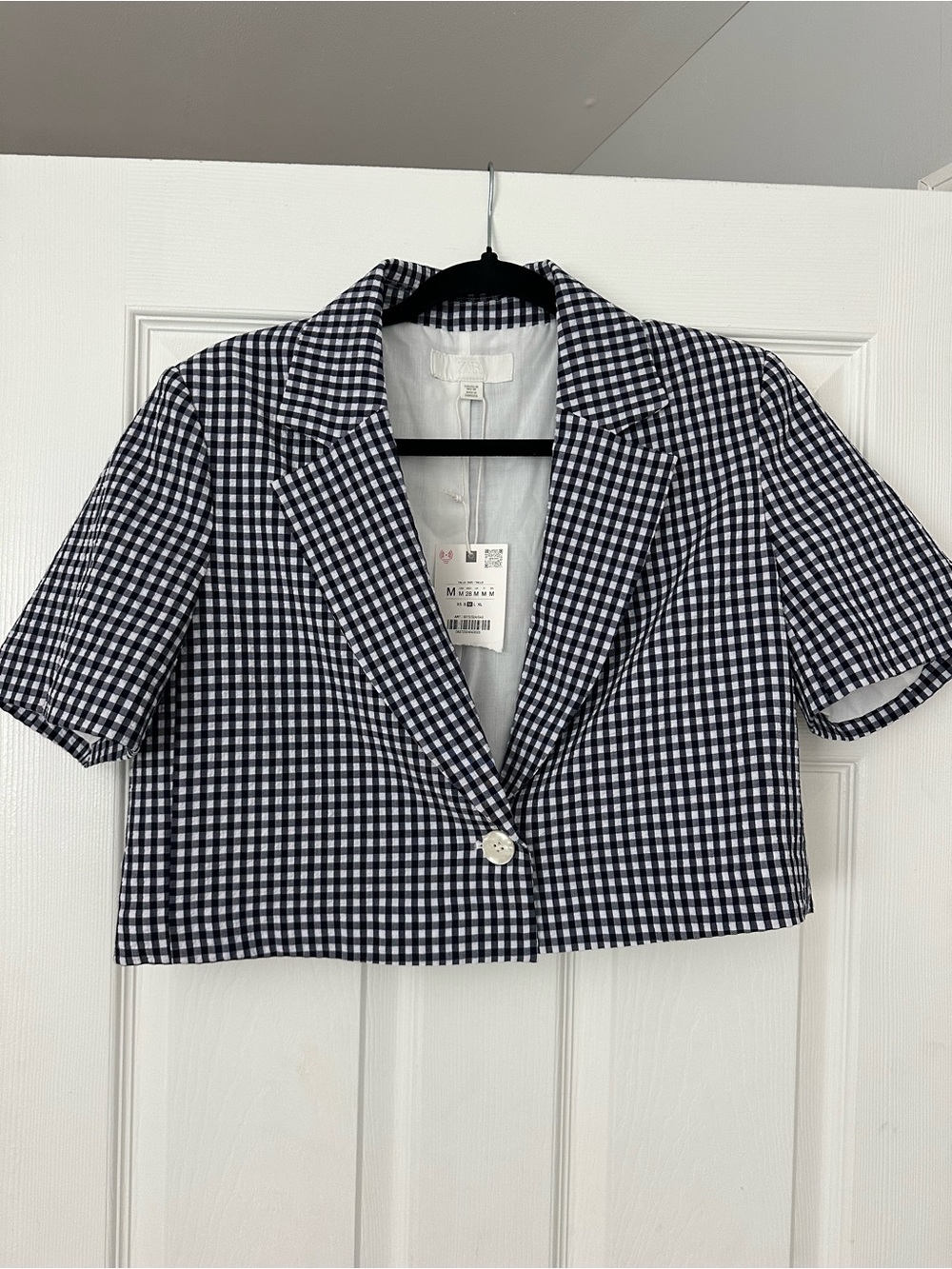 Zara Gingham Blazer Vest